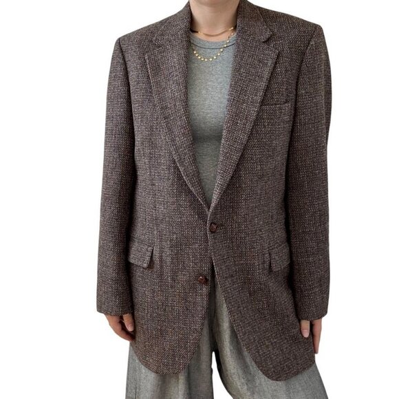Vintage Harris Tweed Brown Wool Woven in Scotland Academic Blazer Sport Coat 42L - Picture 6 of 9